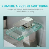 LED Bathroom Sink Faucet with Waterfall Spout and Hot Cold Water Mixer
