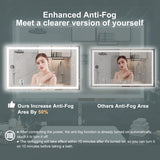 LED Bathroom Vanity Mirror Wall Mounted Anti-Fog Dimmable Mirror 3 Colors