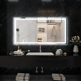LED Bathroom Vanity Mirror Wall Mounted Anti-Fog Dimmable Mirror 3 Colors