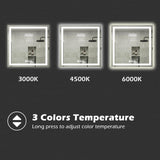 LED Bathroom Vanity Mirror Wall Mounted Anti-Fog Dimmable Mirror 3 Colors