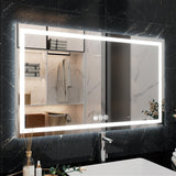 LED Bathroom Vanity Mirror Wall Mounted Anti-Fog Dimmable Mirror 3 Colors