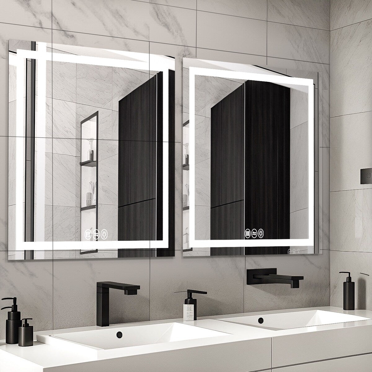 LED Bathroom Vanity Mirror Wall Mounted Anti-Fog Dimmable Mirror 3 Colors