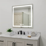LED Bathroom Vanity Mirror Wall Mounted Anti-Fog Dimmable Mirror 3 Colors