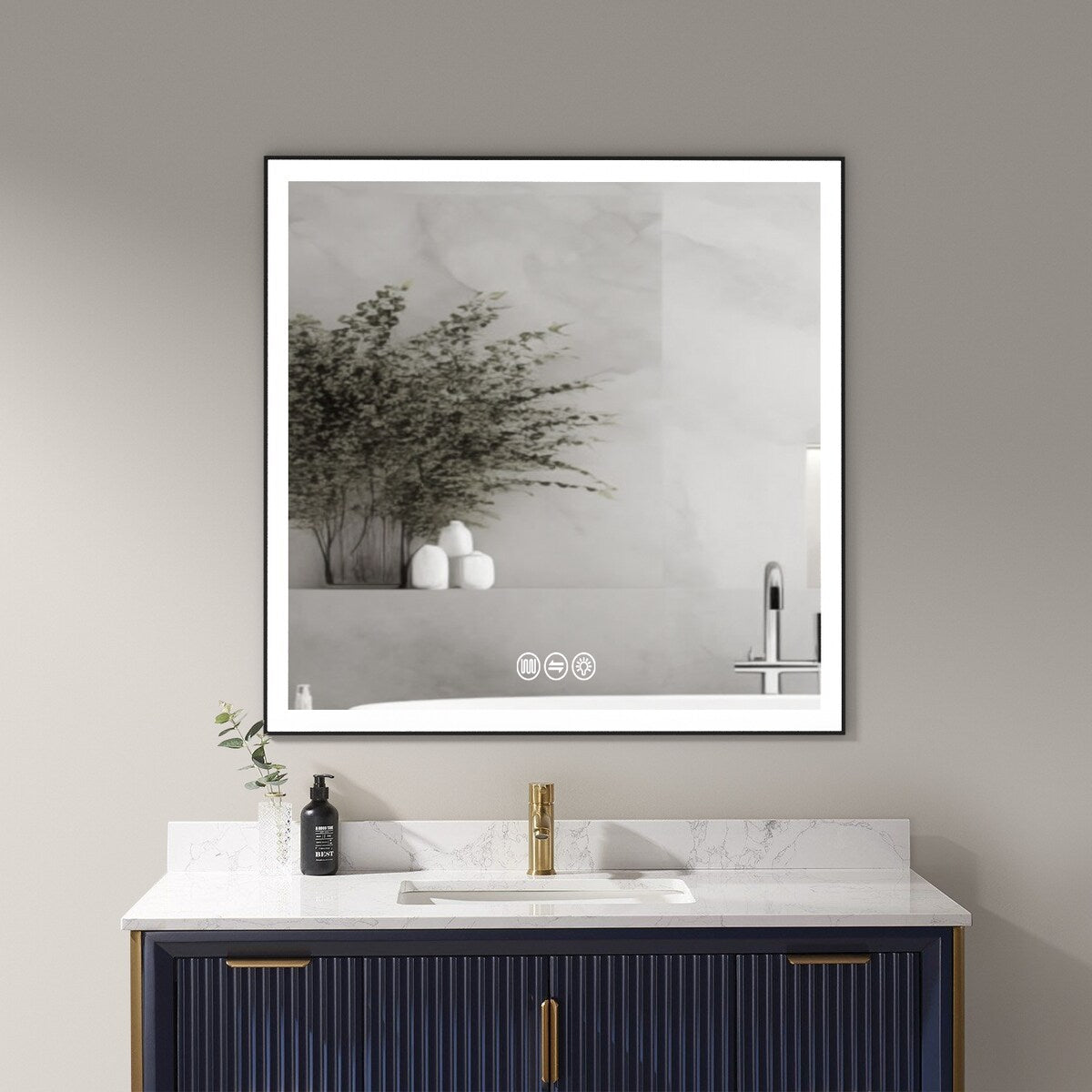 LED Bathroom Vanity Mirror Wall Mounted Anti-Fog Dimmable Mirror 3 Colors