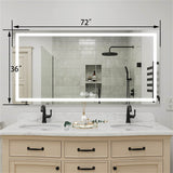 LED Bathroom Vanity Mirror Wall Mounted Anti-Fog Dimmable Mirror 3 Colors