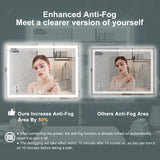 LED Bathroom Vanity Mirror Wall Mounted Anti-Fog Dimmable Mirror 3 Colors