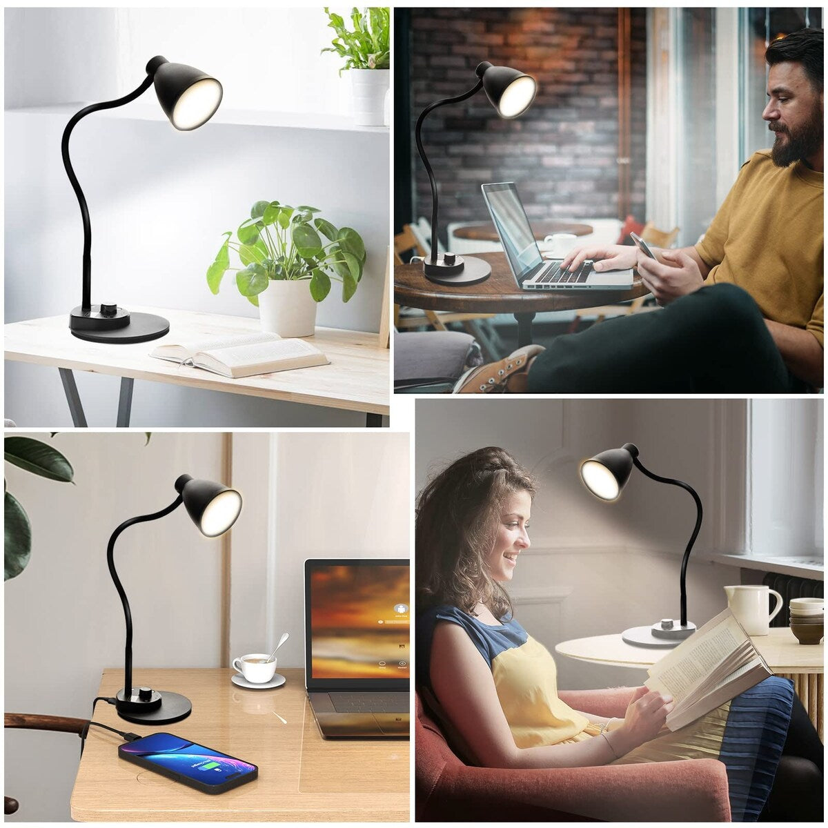 LED Desk Lamp 3 Color Modes Fully Dimmable Reading Lamp Auto Dimmin