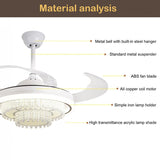 42in LED Retractable Ceiling Fan Light Ceiling Lamp with Remote Control - 42inch