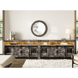 LED Farmhouse Entertainment Center with Mesh and Barn Doors, 31" H