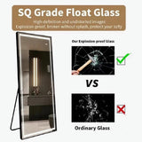 LED Full-Length Floor Mirror - Large, Lighted, Standing Full-Size Mirror - Clear
