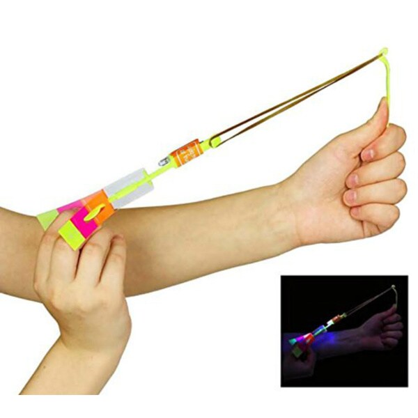 LED Light Arrow Rocket Helicopter Flying Party Toy 12 Pack