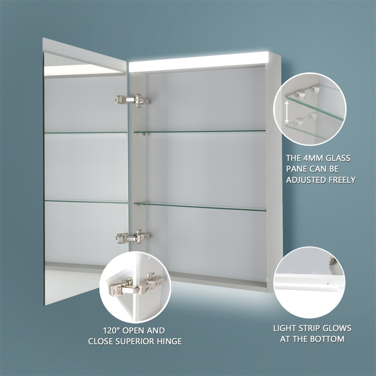 LED Lighted Bathroom Medicine Cabinet with Mirror