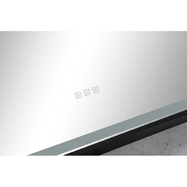 LED Lighted Bathroom Wall Mounted Mirror with High Lumen+Anti-Fog Separately Control - Matt Black