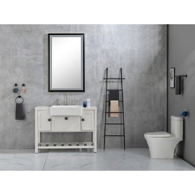 LED Lighted Bathroom Wall Mounted Mirror with High Lumen+Anti-Fog Separately Control - Matt Black
