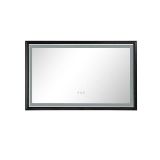 LED Lighted Bathroom Wall Mounted Mirror with High Lumen+Anti-Fog Separately Control - Matt Black