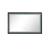 LED Lighted Bathroom Wall Mounted Mirror with High Lumen+Anti-Fog Separately Control - Matt Black