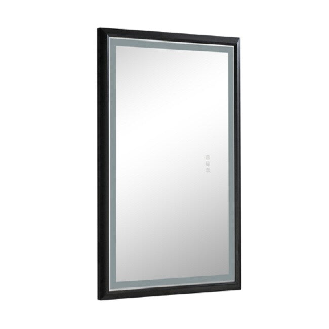 LED Lighted Bathroom Wall Mounted Mirror with High Lumen+Anti-Fog Separately Control - Matt Black