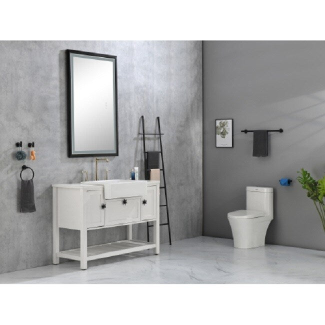 LED Lighted Bathroom Wall Mounted Mirror with High Lumen+Anti-Fog Separately Control - Matt Black