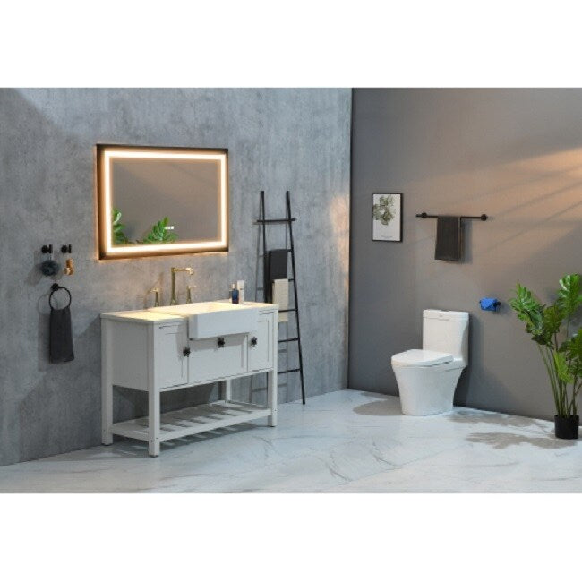 LED Lighted Bathroom Wall Mounted Mirror with High Lumen+Anti-Fog Separately Control - Matt Black