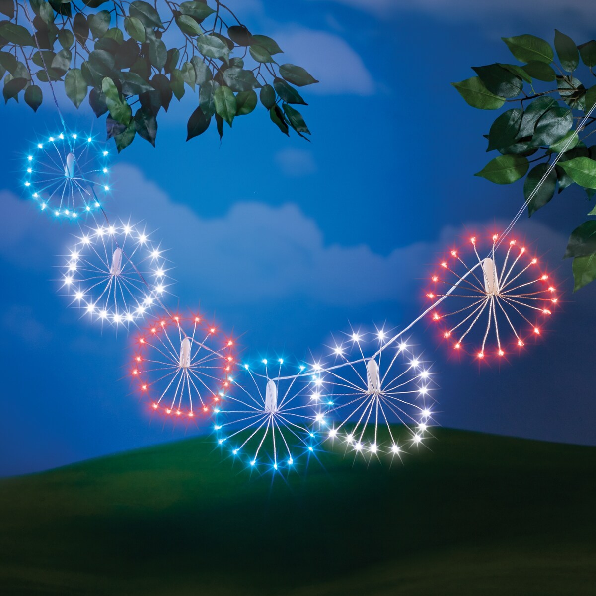 LED Lighted Patriotic Starburst String Lights - 5.600 x 3.000 x 2.800