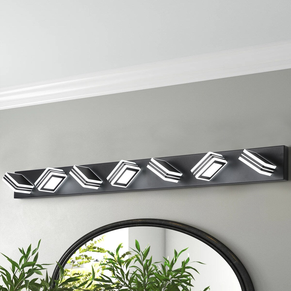 LED Modern Black Vanity Lights, 6-Lights Acrylic Matte Black Bathroom Vanity Lights Over Mirror