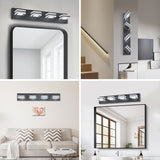 LED Modern Black Vanity Lights, 6-Lights Acrylic Matte Black Bathroom Vanity Lights Over Mirror