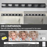 LED Modern Black Vanity Lights, 6-Lights Acrylic Matte Black Bathroom Vanity Lights Over Mirror