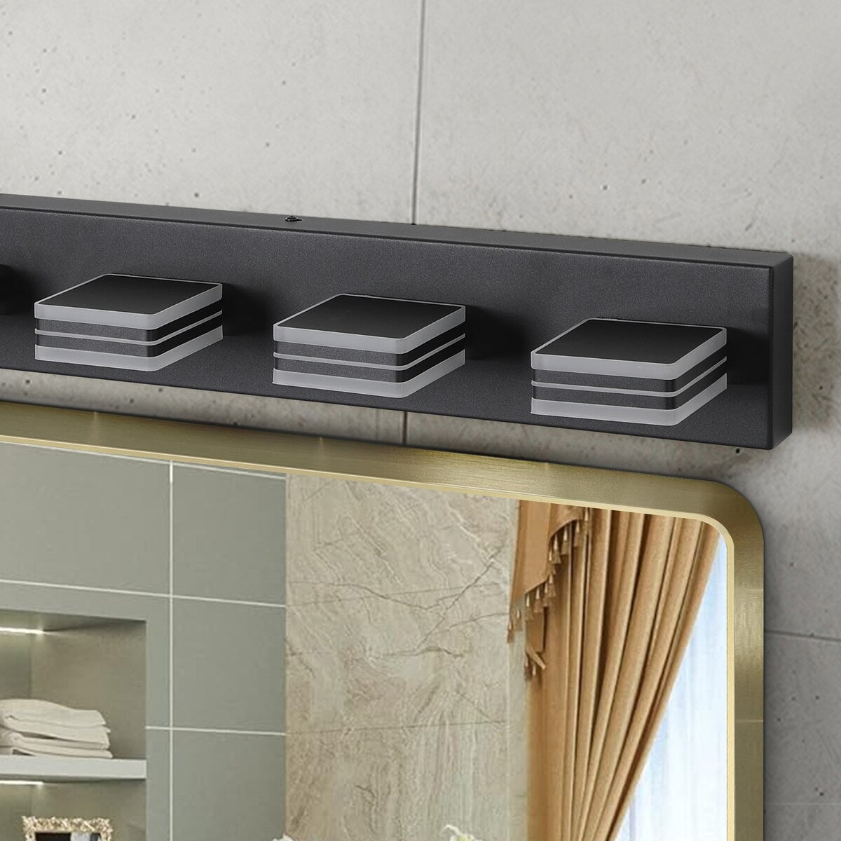 LED Modern Black Vanity Lights, 6-Lights Acrylic Matte Black Bathroom Vanity Lights Over Mirror