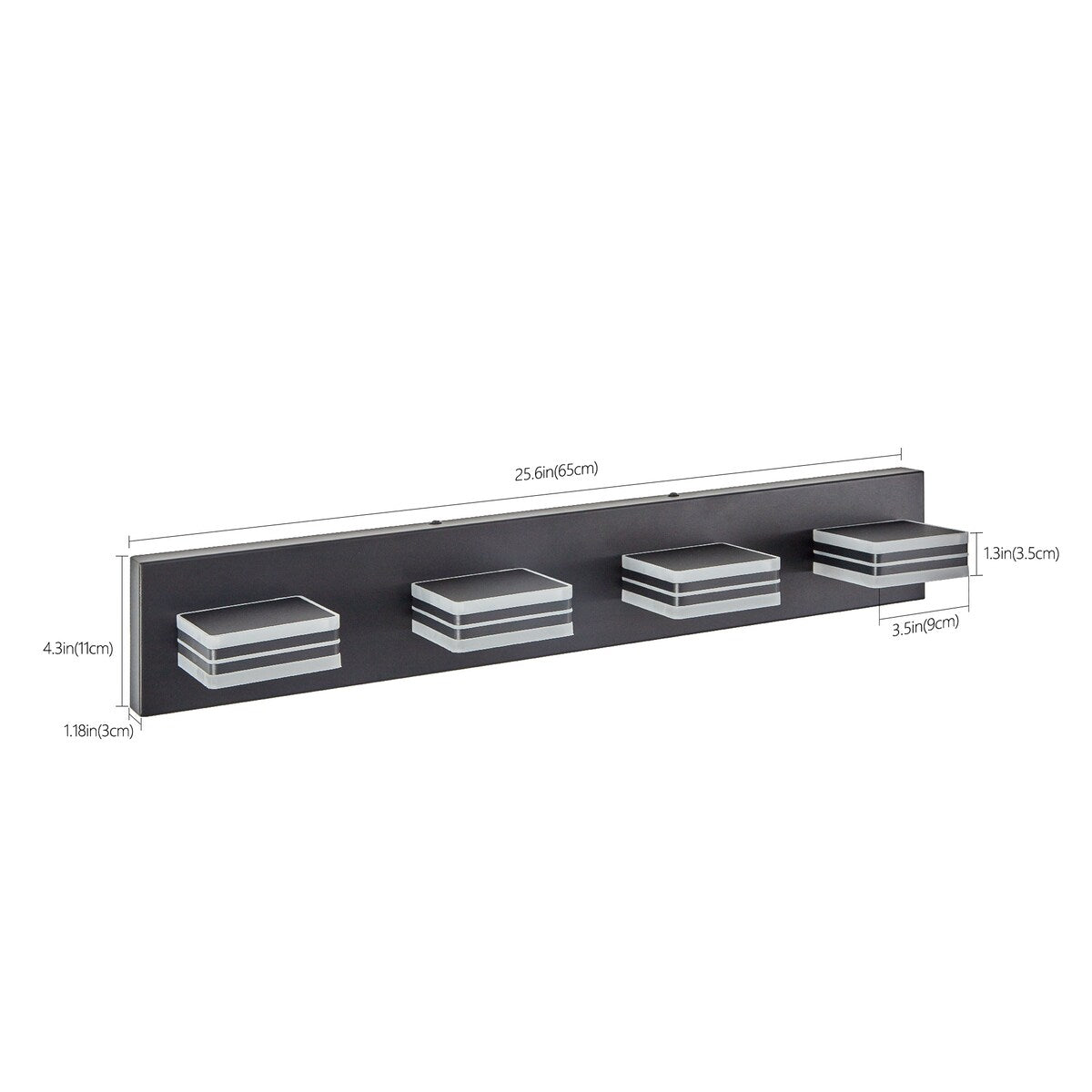 LED Modern Black Vanity Lights, 6-Lights Acrylic Matte Black Bathroom Vanity Lights Over Mirror