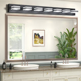 LED Modern Black Vanity Lights, 6-Lights Acrylic Matte Black Bathroom Vanity Lights Over Mirror