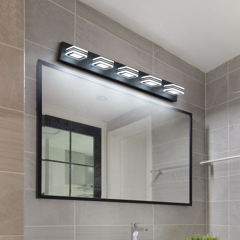 LED Modern Black Vanity Lights, 6-Lights Acrylic Matte Black Bathroom Vanity Lights Over Mirror