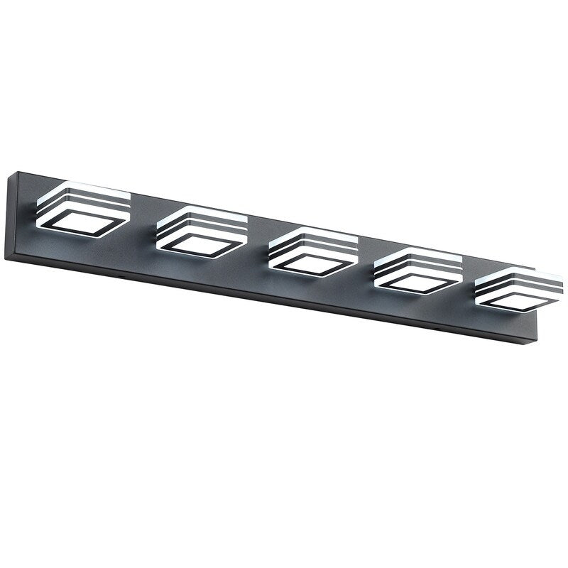LED Modern Black Vanity Lights, 6-Lights Acrylic Matte Black Bathroom Vanity Lights Over Mirror