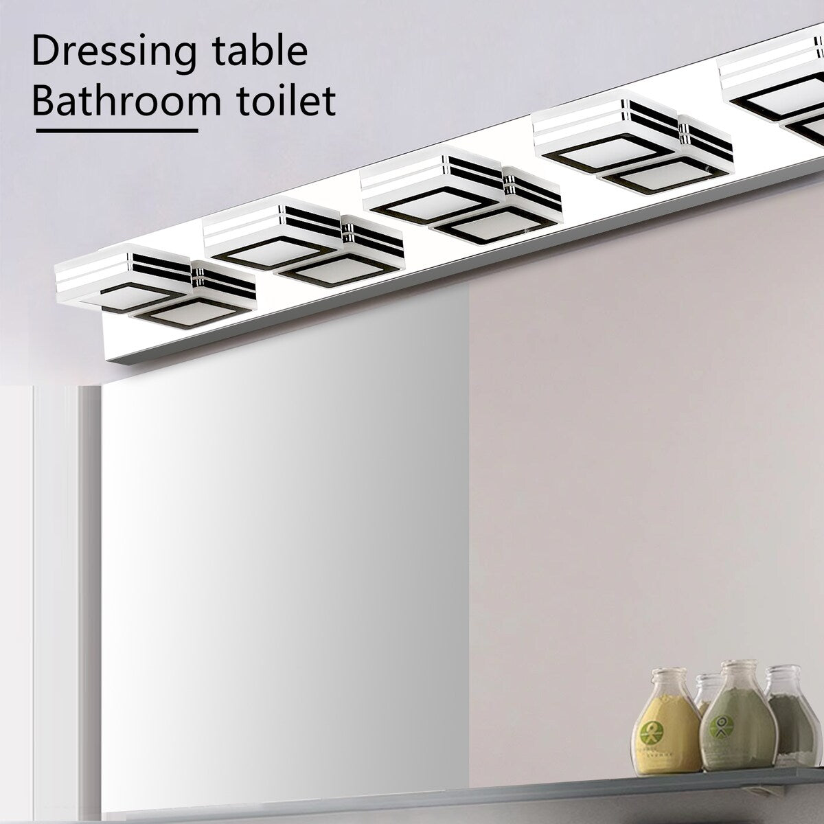 LED Modern Black Vanity Lights, 6-Lights Acrylic Matte Black Bathroom Vanity Lights Over Mirror