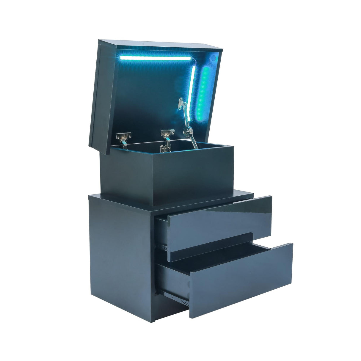 LED Nightstand Sofa Side Table Accent Storage End Table, Black