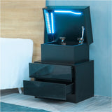 LED Nightstand Sofa Side Table Accent Storage End Table, Black