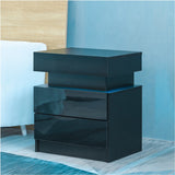 LED Nightstand Sofa Side Table Accent Storage End Table, Black