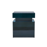 LED Nightstand Sofa Side Table Accent Storage End Table, Black
