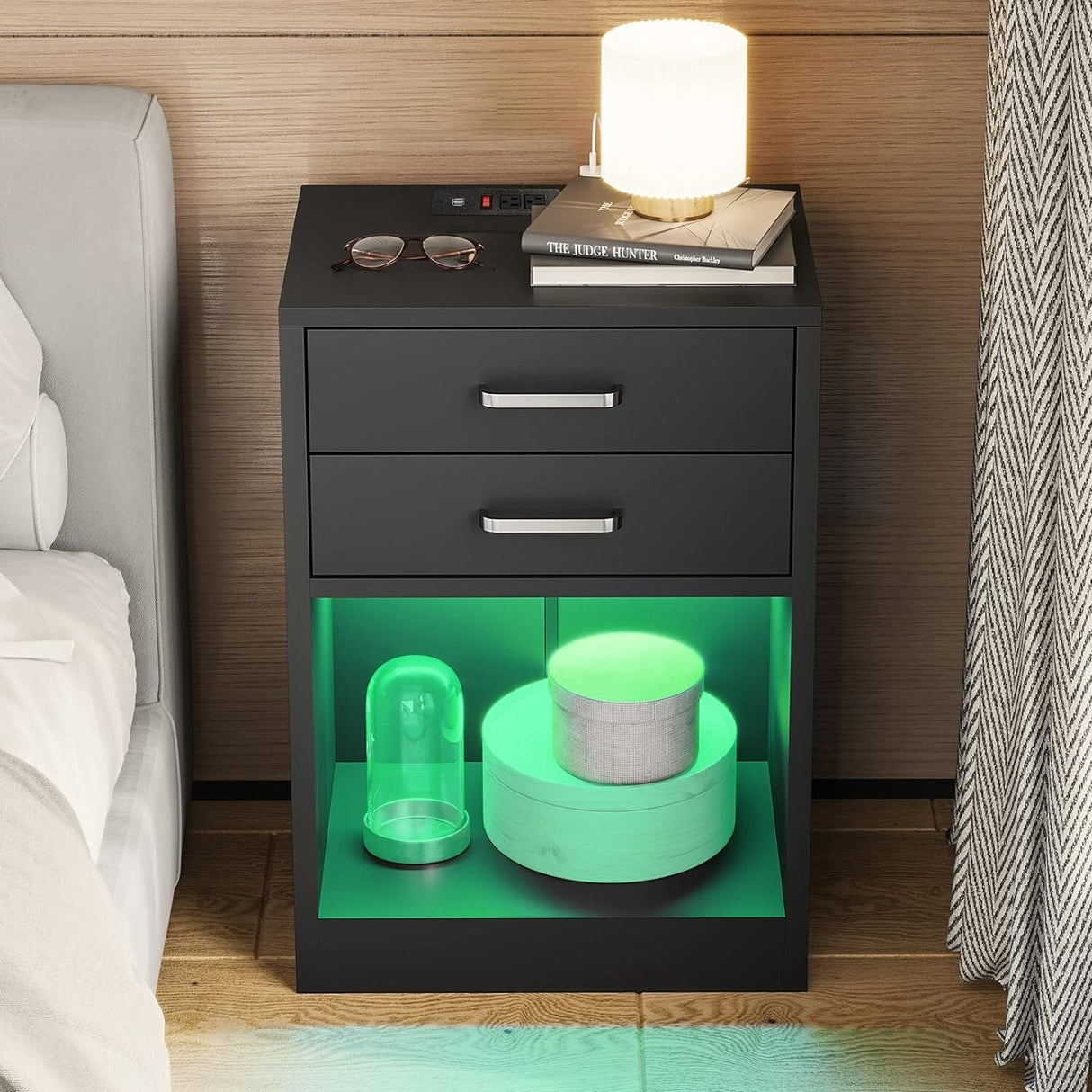 LED Nightstands Set of 2 Nightstands for Bedroom
