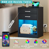 LED Nightstands Set of 2 Nightstands for Bedroom
