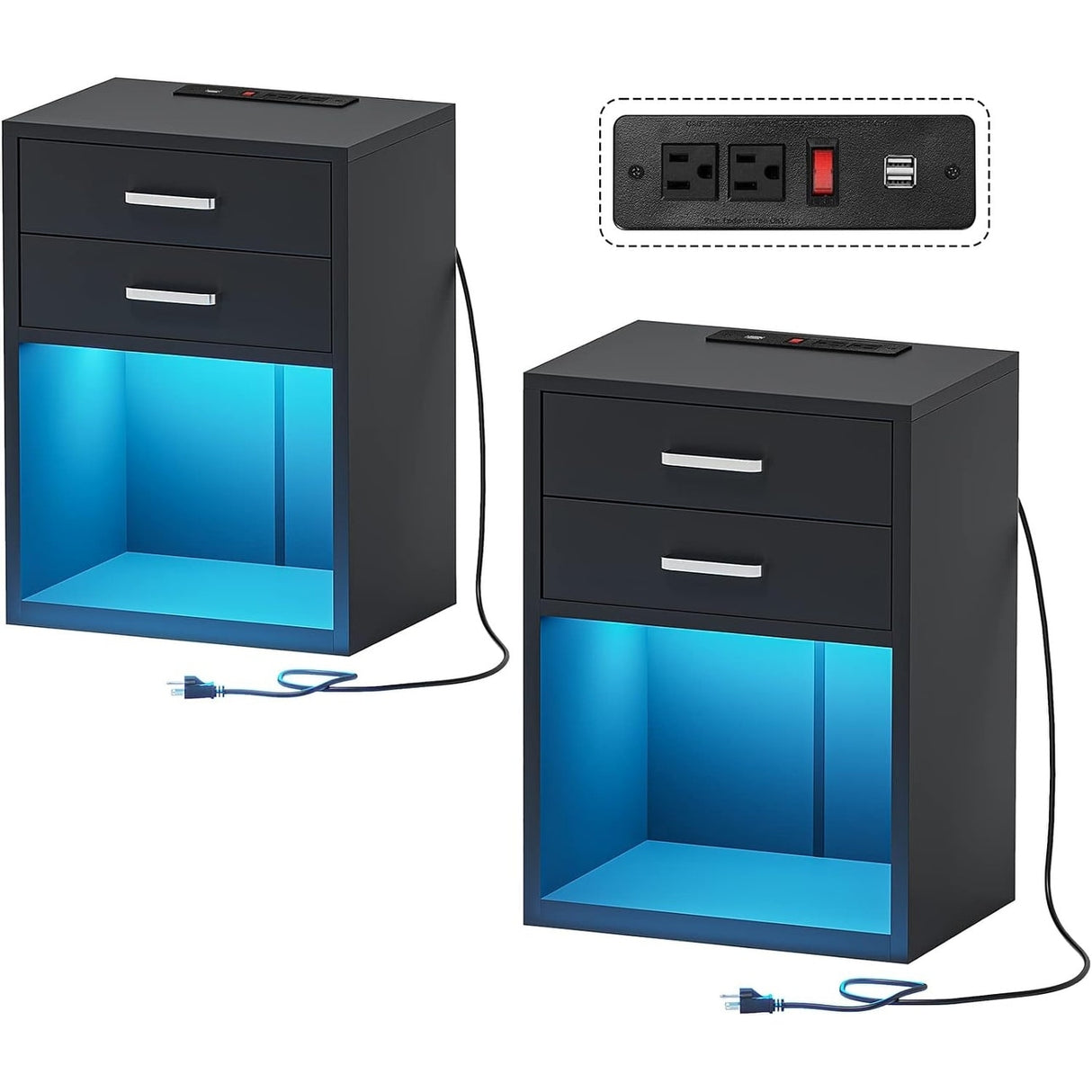 LED Nightstands Set of 2 Nightstands for Bedroom