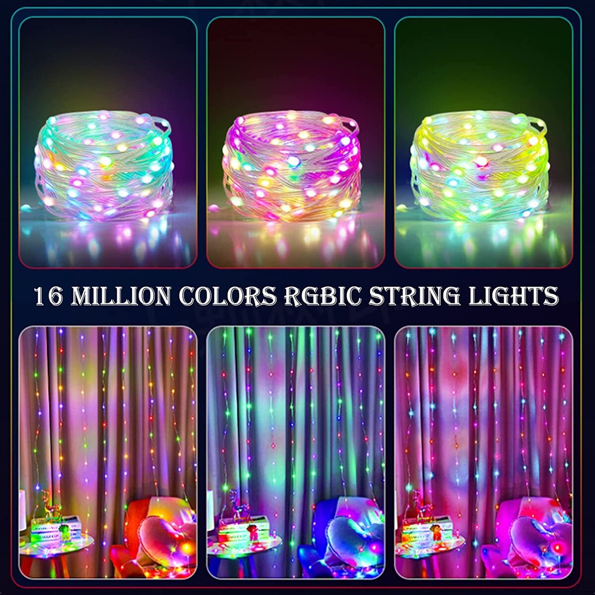 LED Rope Lights, 100 LED Smart Fairy String Lights with Remote APP Control and Music Sync