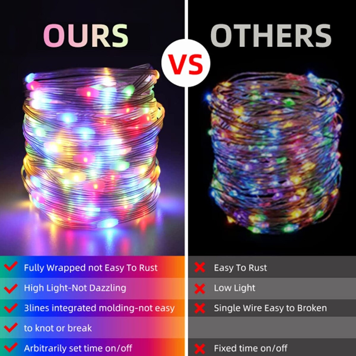 LED Rope Lights, 100 LED Smart Fairy String Lights with Remote APP Control and Music Sync