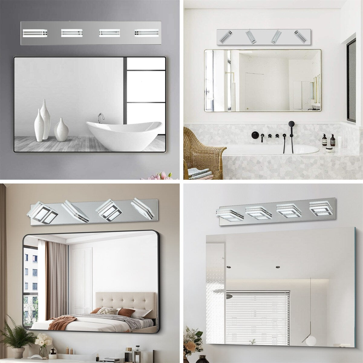 LED Stainless Steel Vanity Lights, 4-Lights Acrylic Bathroom Light
