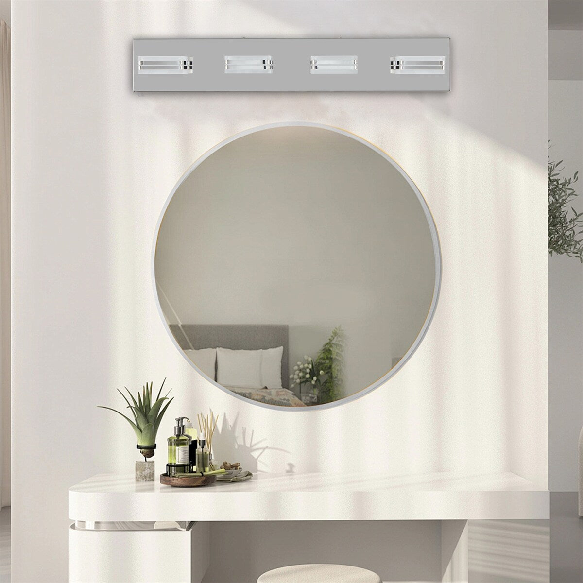 LED Stainless Steel Vanity Lights, 4-Lights Acrylic Bathroom Light