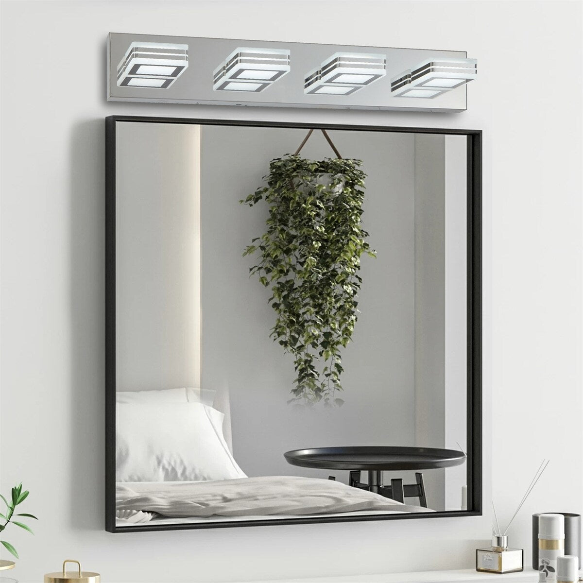 LED Stainless Steel Vanity Lights, 4-Lights Acrylic Bathroom Light