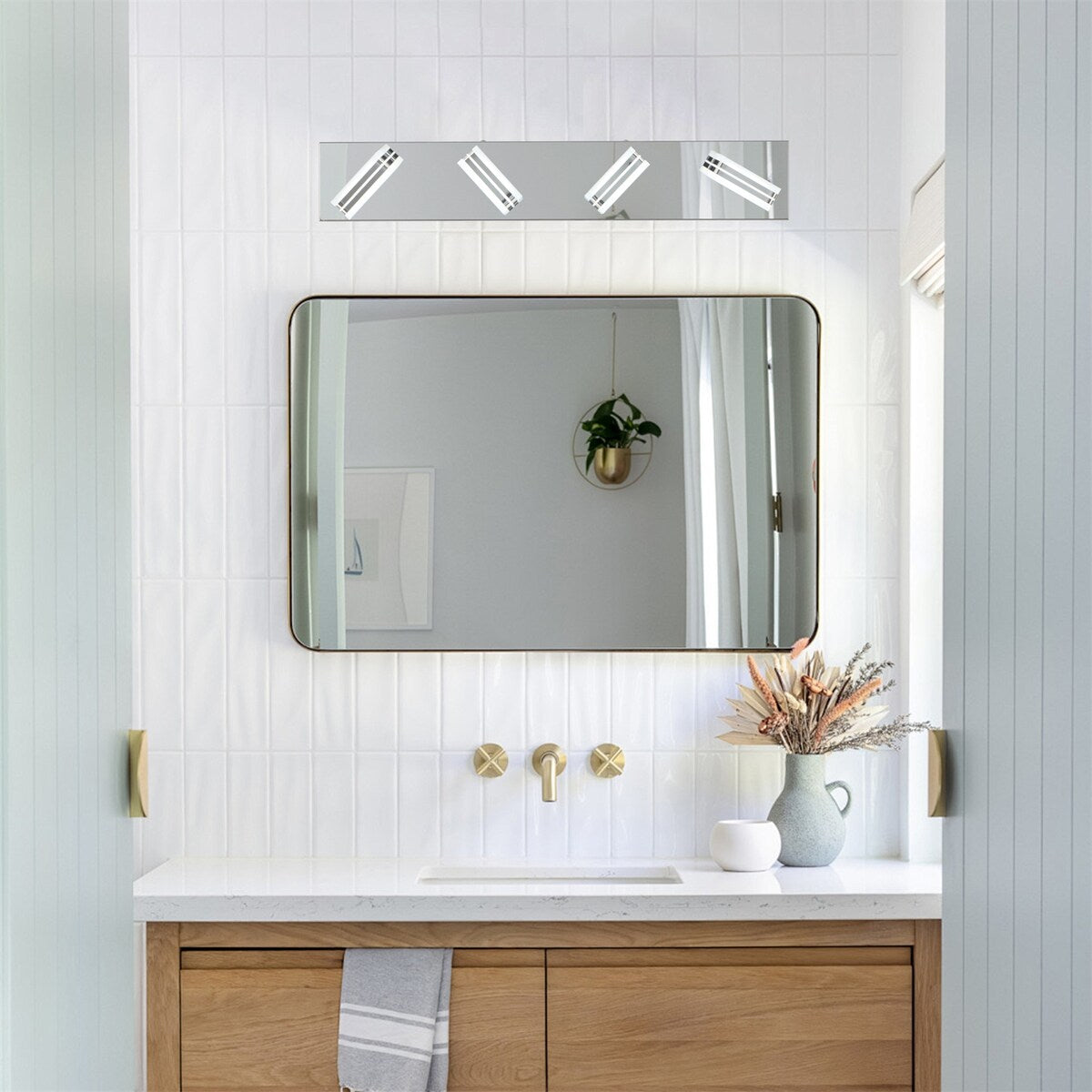 LED Stainless Steel Vanity Lights, 4-Lights Acrylic Bathroom Light
