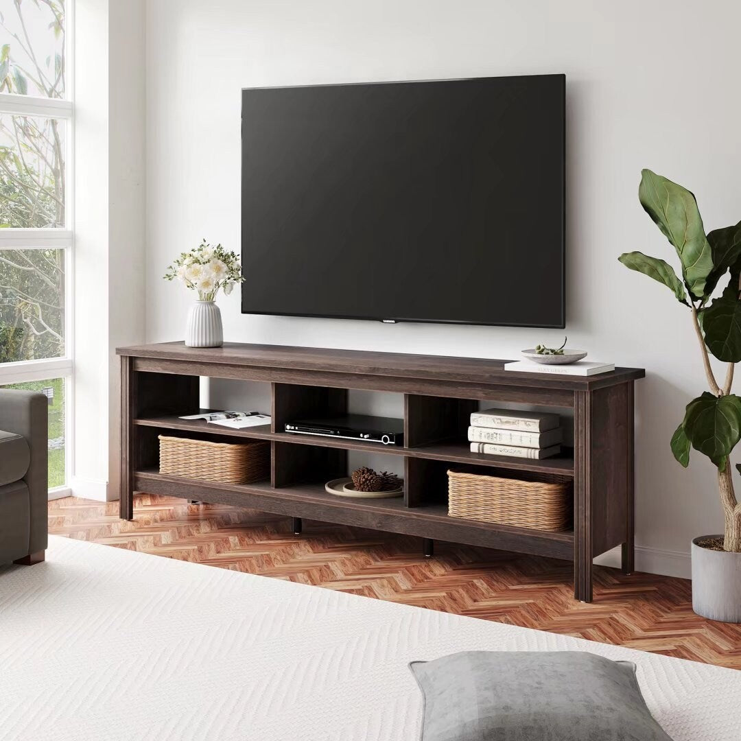 LED TV Stand for 65-75 Inch TV, TV Console with Warm White LED Light
