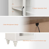LED TV Stand for 75 Inch TV, 3-in-1 TV Cabinet & Side Table Set, White - 67 Inch