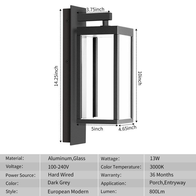 LED Wall Lamp Classic Anti-rust Aluminum Lamp Body IP54 Waterproof