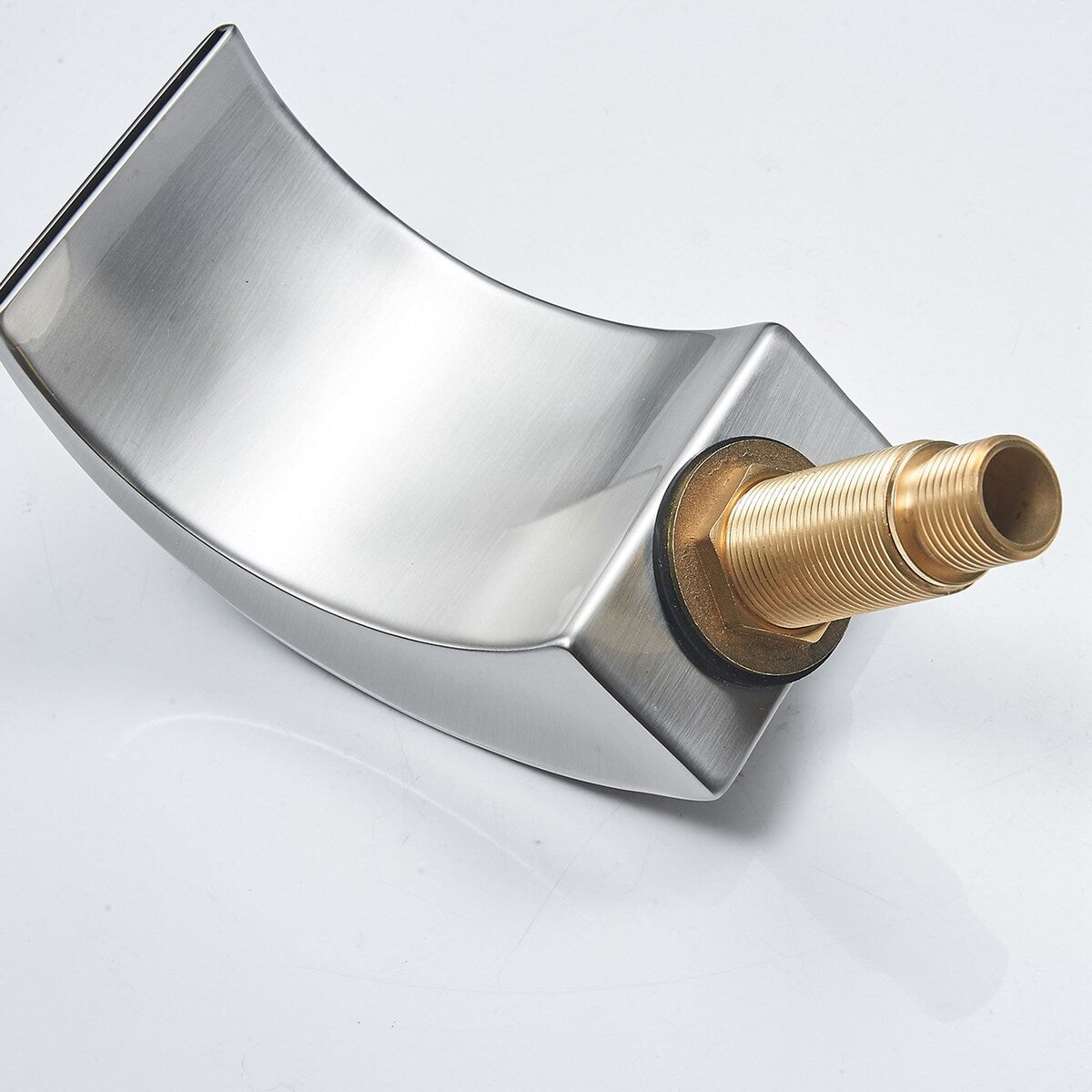 LED Waterfall Widespread Polished Nickel Bathroom Faucet